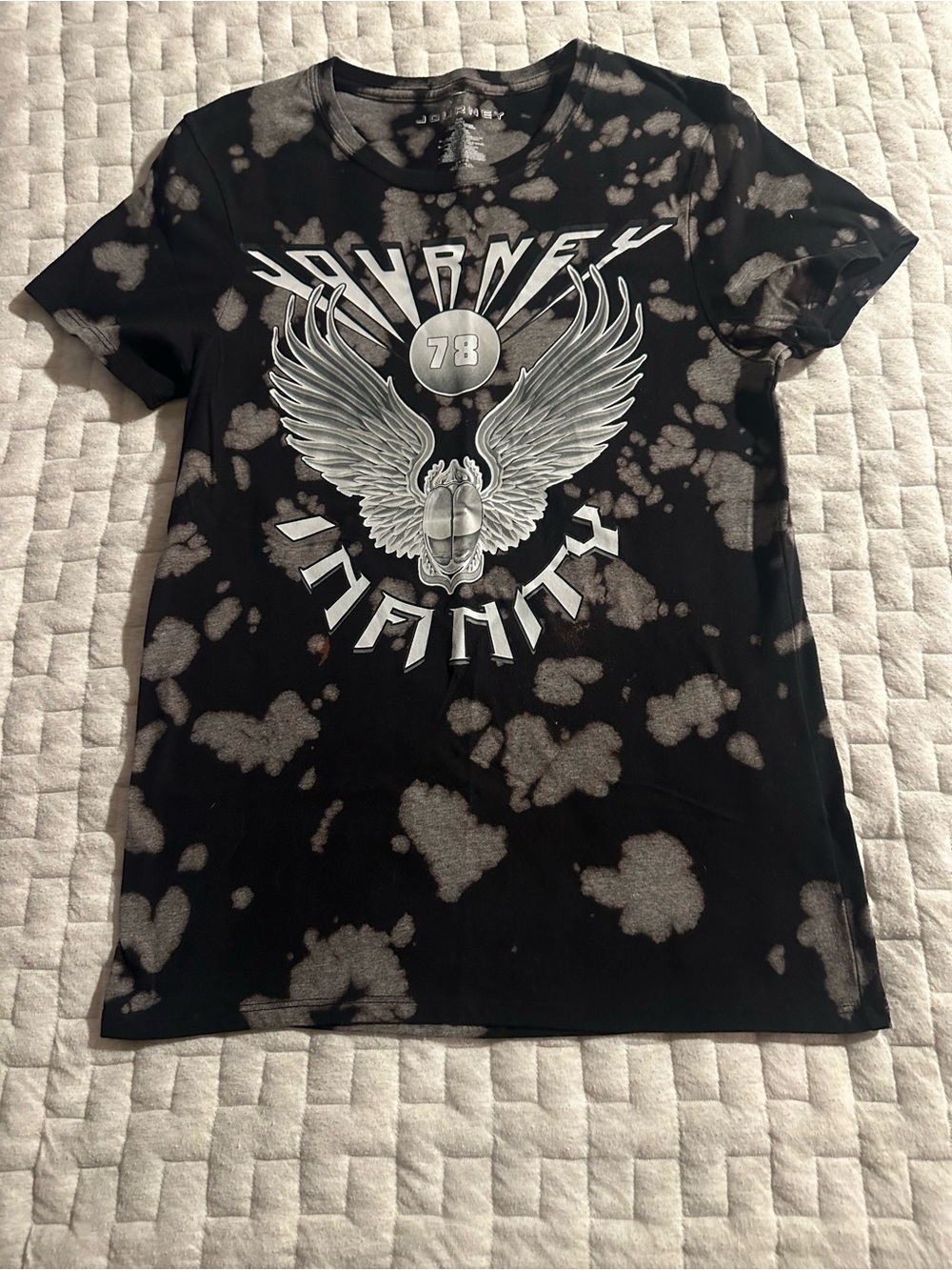 Journey 78 Infinity Band T Shirt Small Bleach Tie Dye Scarab Wings Rock Tee